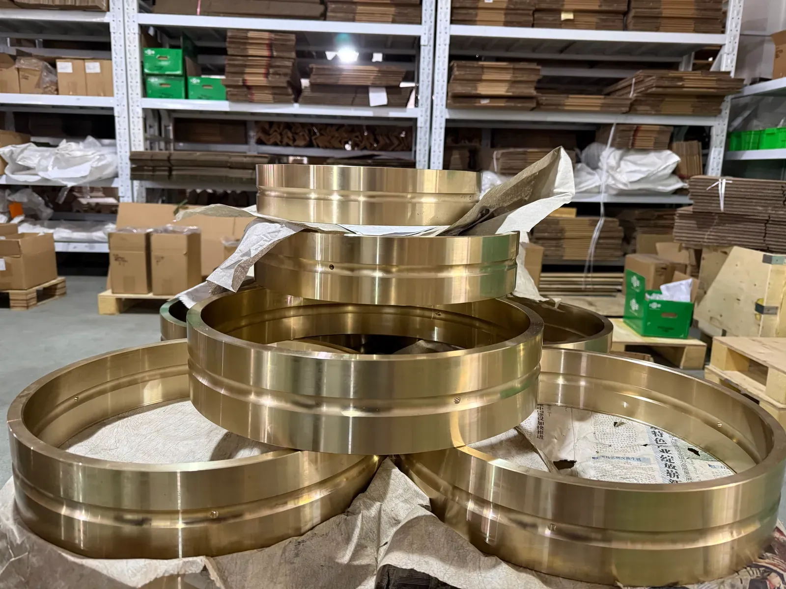 Large-diameter bronze rings machined for a heavy-industry customer